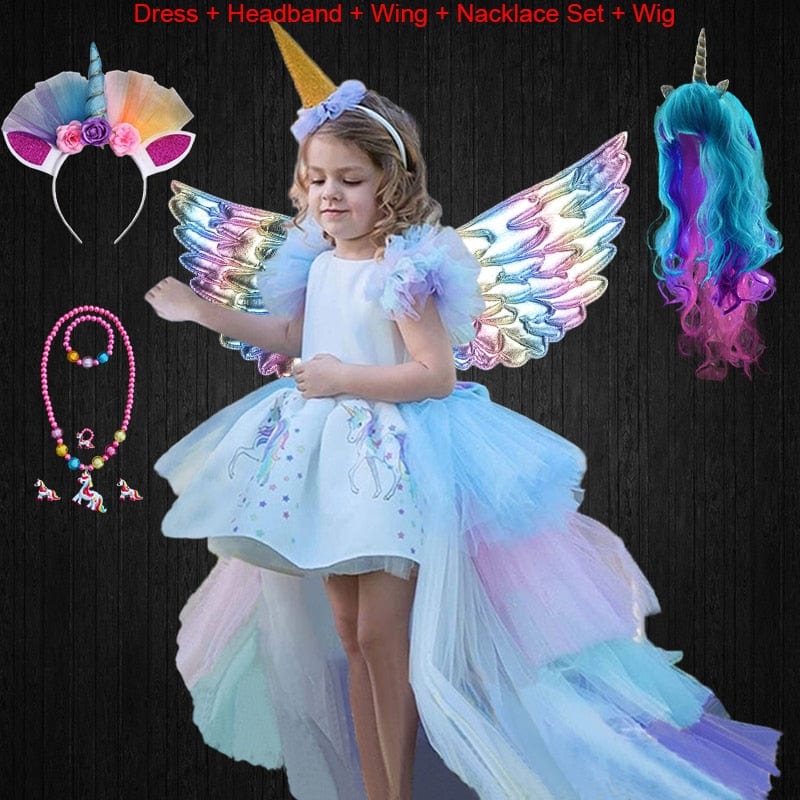 Unicorn Dress with Long Tail + Wings Wi