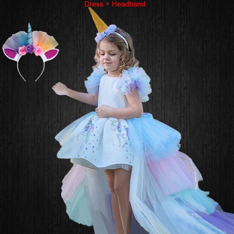 Unicorn Dress with Long Tail + Wings Wi