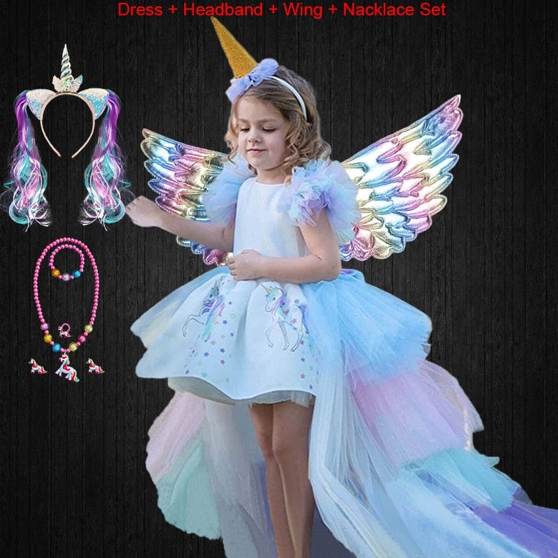 Unicorn Dress with Long Tail + Wings Wi