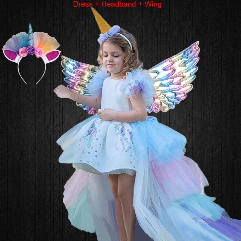 Unicorn Dress with Long Tail + Wings Wi