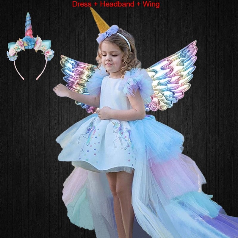 Unicorn Dress with Long Tail + Wings Wi
