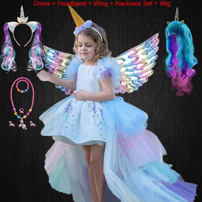Unicorn Dress with Long Tail + Wings Wi