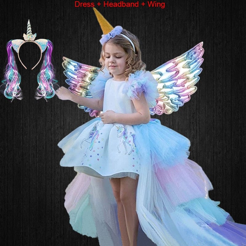 Unicorn Dress with Long Tail + Wings Wi