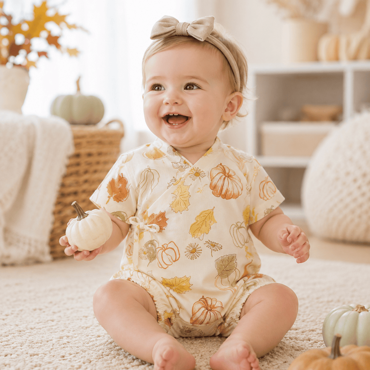 Unisex Baby Bamboo Fiber Cute Printed Short Sleeve Breathable Summer Onesie