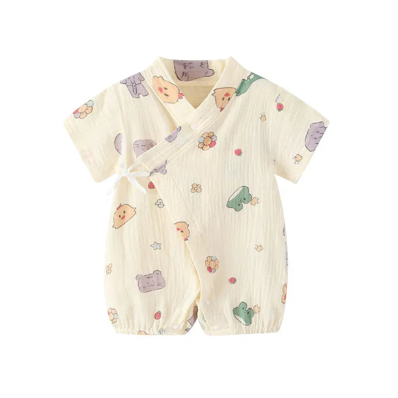 Unisex Baby Soft Cotton Printed Short Sleeve Bodysuit One-Piece