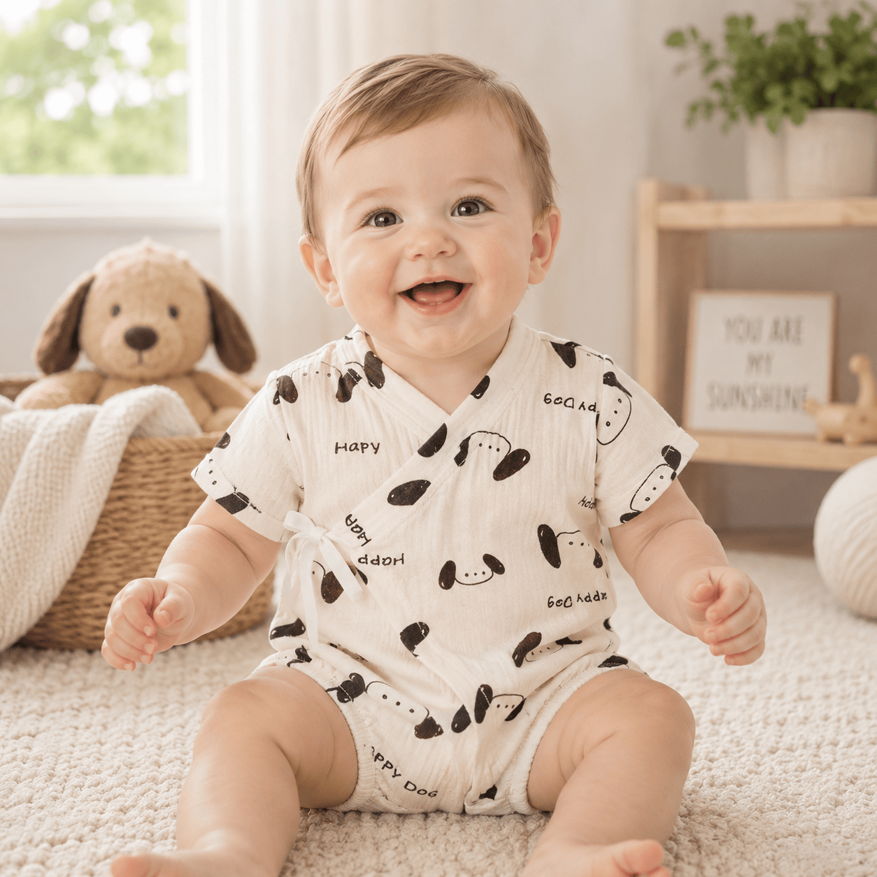 Unisex Baby Soft Cotton Printed Short Sleeve Bodysuit One-Piece