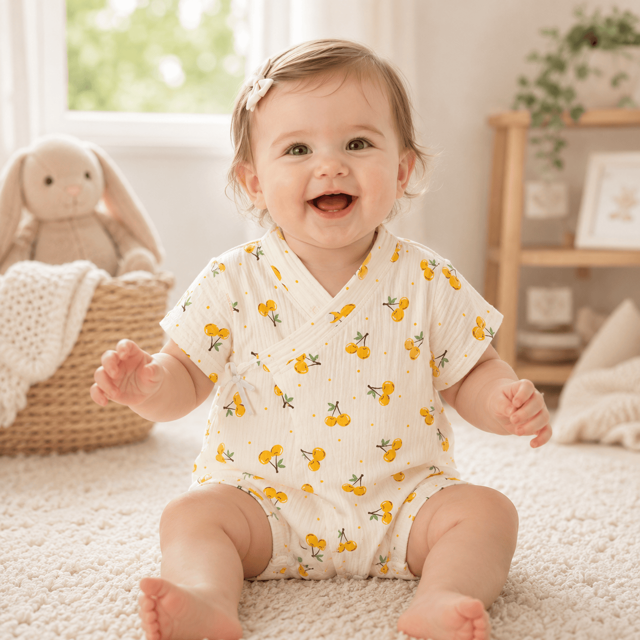 Unisex Baby Soft Cotton Printed Short Sleeve Bodysuit One-Piece