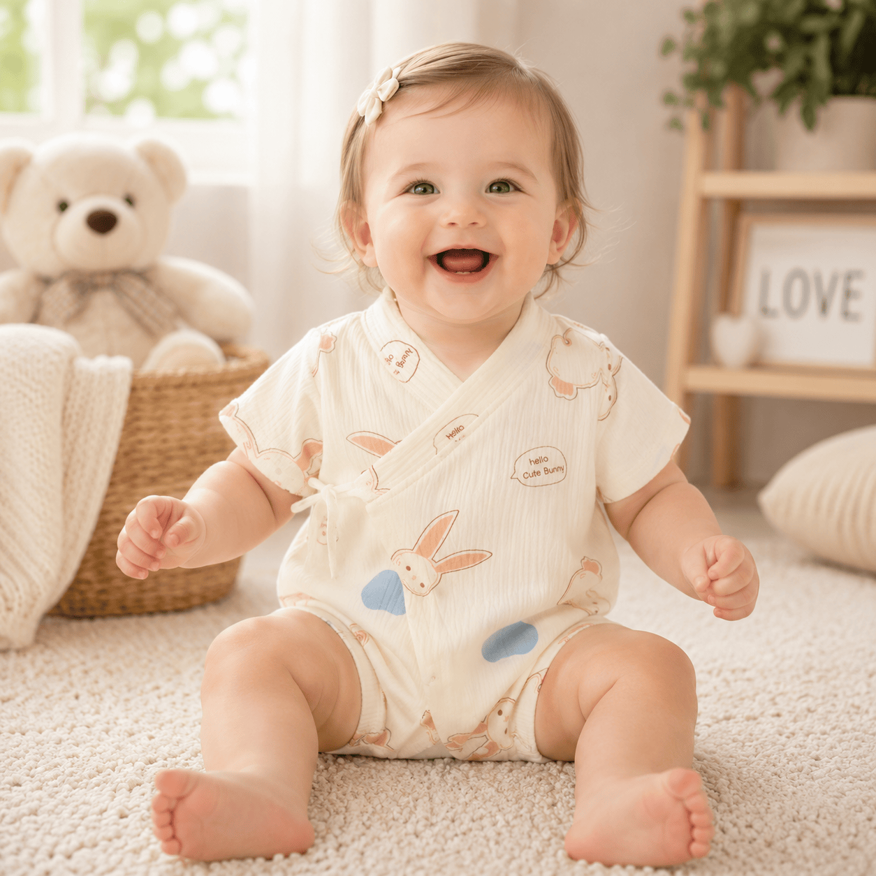 Unisex Baby Soft Cotton Printed Short Sleeve Bodysuit One-Piece