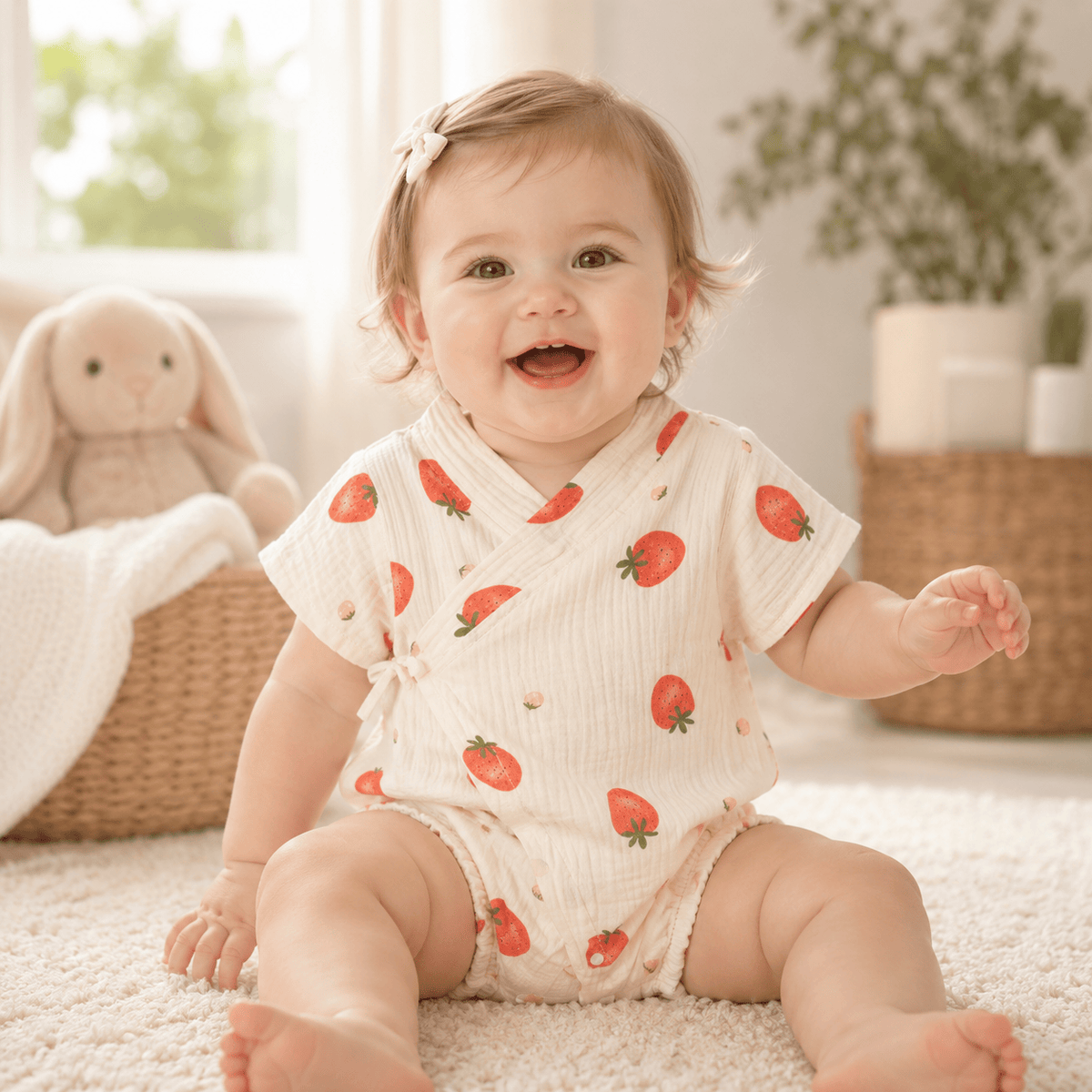 Unisex Baby Soft Cotton Printed Short Sleeve Bodysuit One-Piece