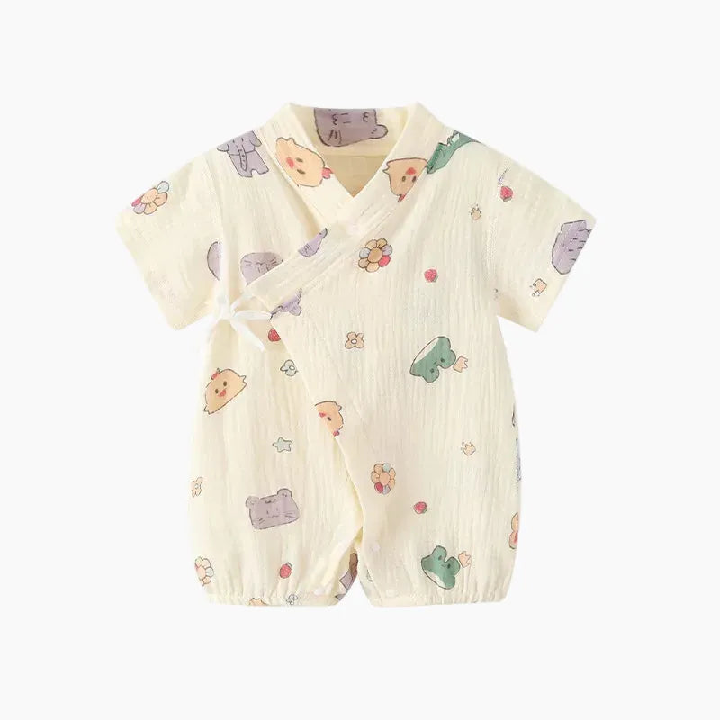 Unisex Baby Soft Cotton Printed Short Sleeve Bodysuit One-Piece