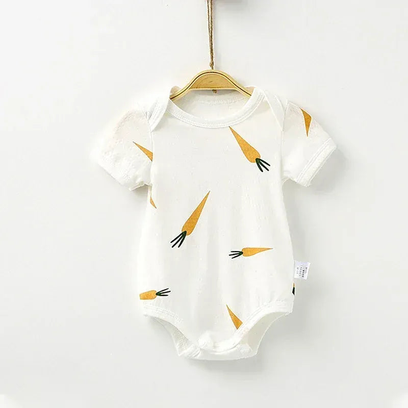 Carrot Print / 0-3M Unisex Baby Summer Romper