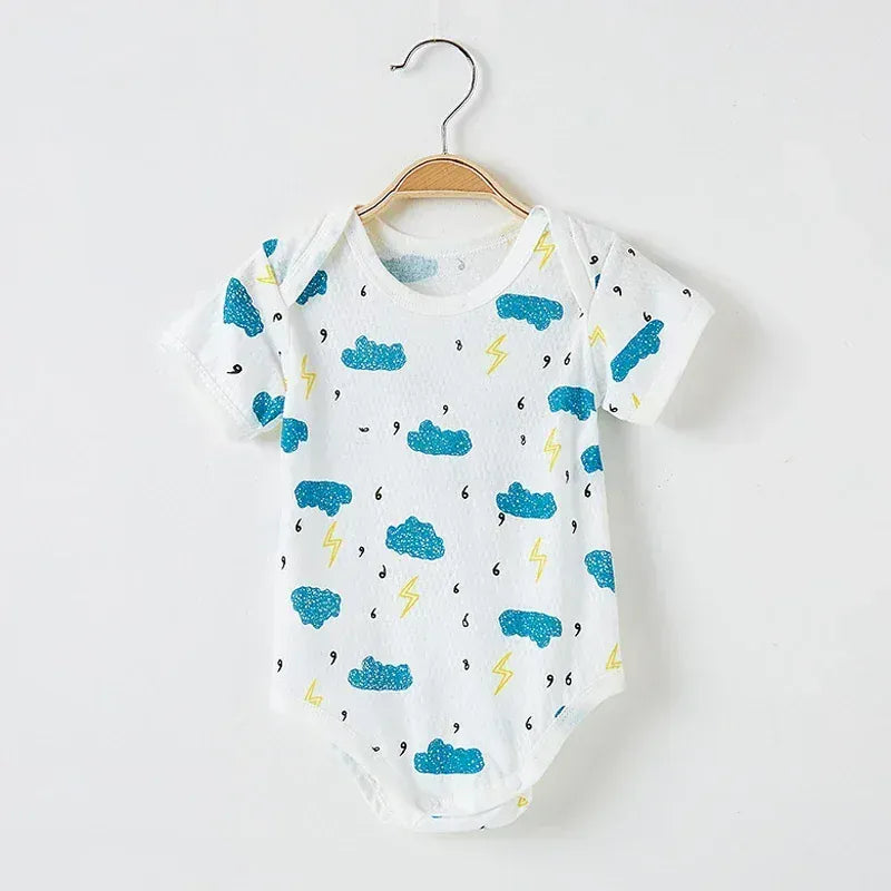 Blue Whale Print / 0-3M Unisex Baby Summer Romper