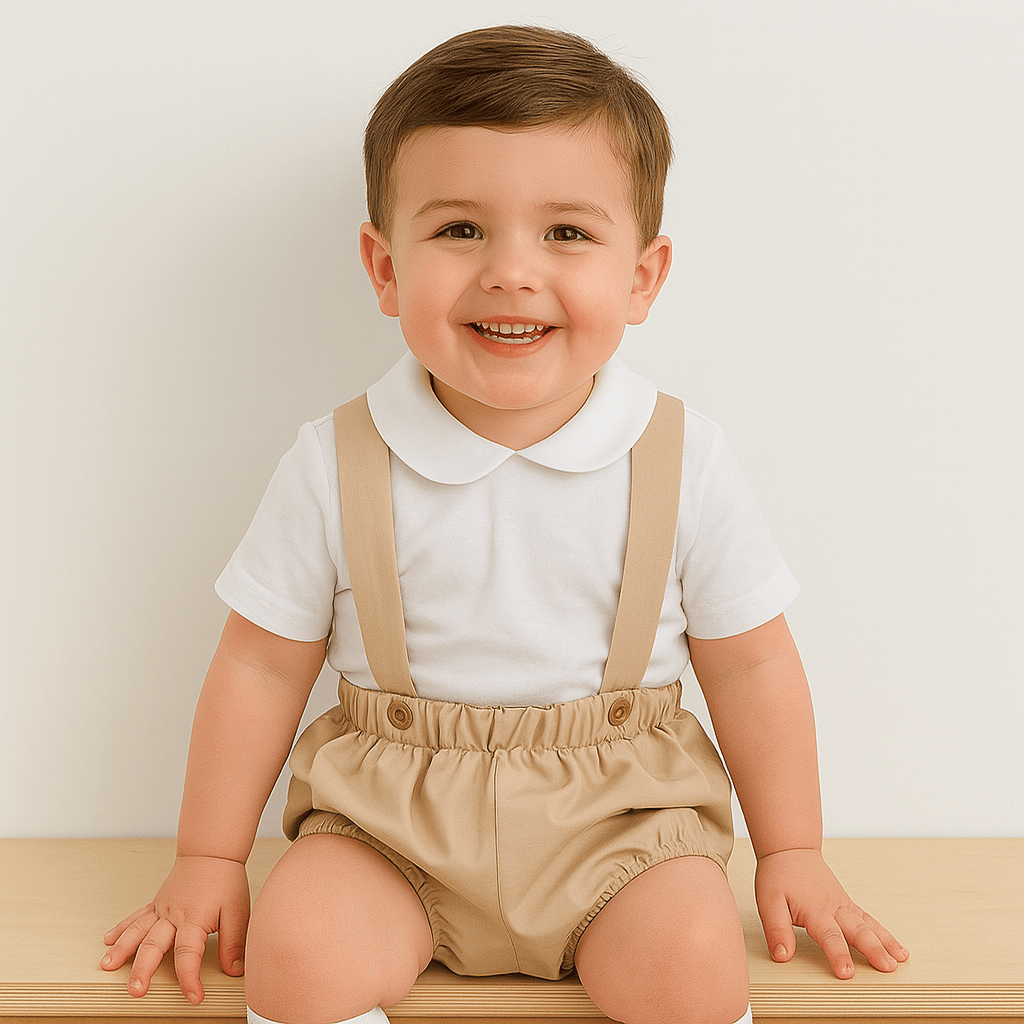 Unisex Baby Suspender Romper Set