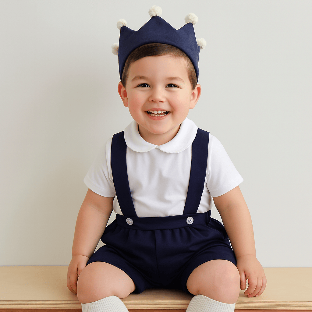 Unisex Baby Suspender Romper Set