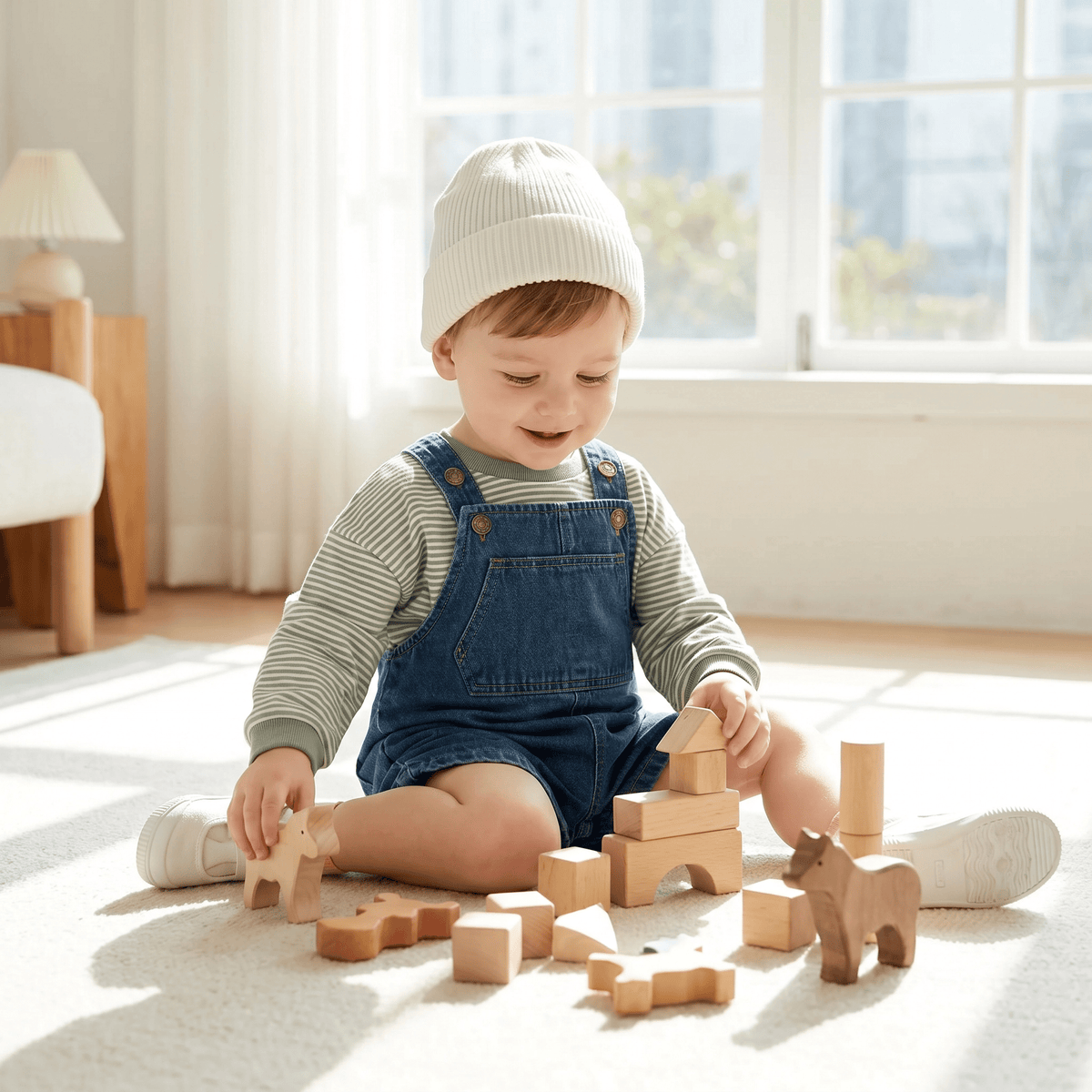 Unisex Denim Suspender Shorts for Babies & Toddlers