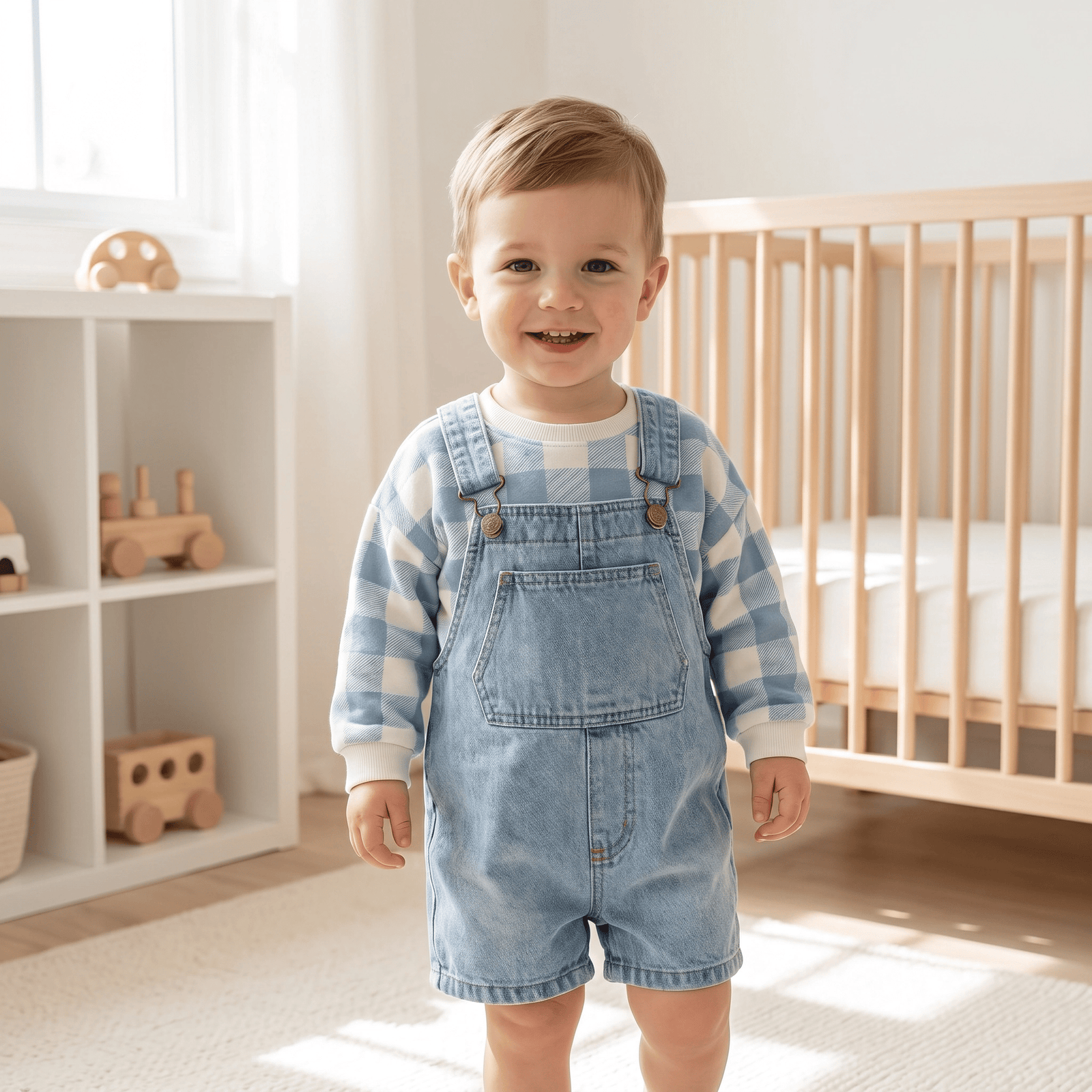 Unisex Denim Suspender Shorts for Babies & Toddlers