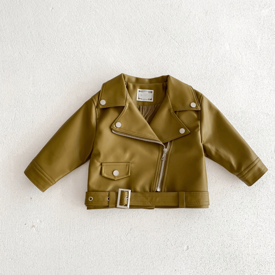 Green / 2-3T Unisex Faux Leather Moto Jacket for Kids