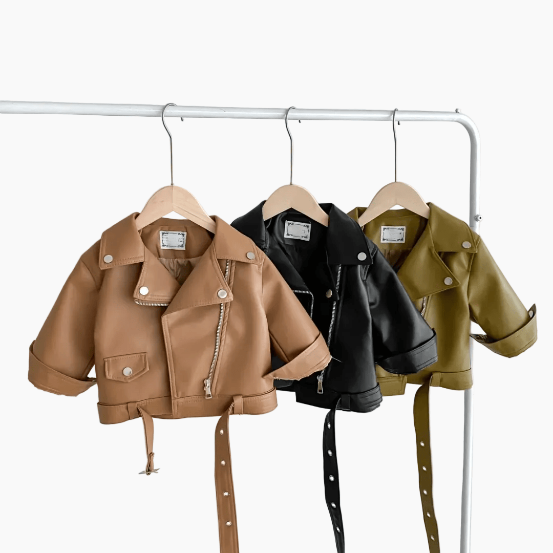 Unisex Faux Leather Moto Jacket for Kids