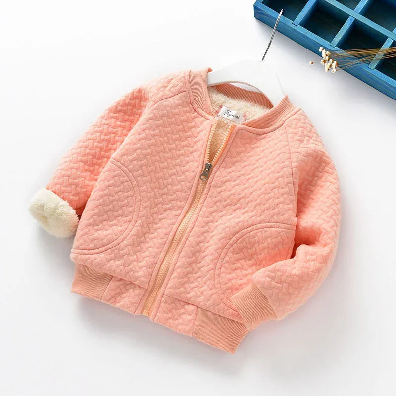 Pink / 12M Unisex Fleece-Lined Bomber Jacket for Kids