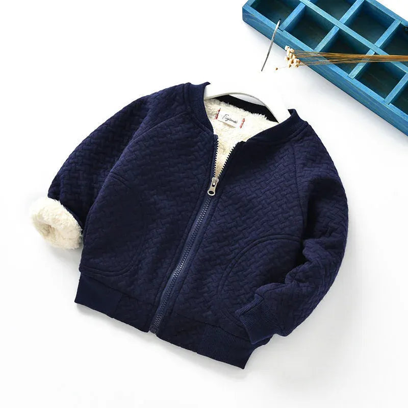 Navy Blue / 12M Unisex Fleece-Lined Bomber Jacket for Kids