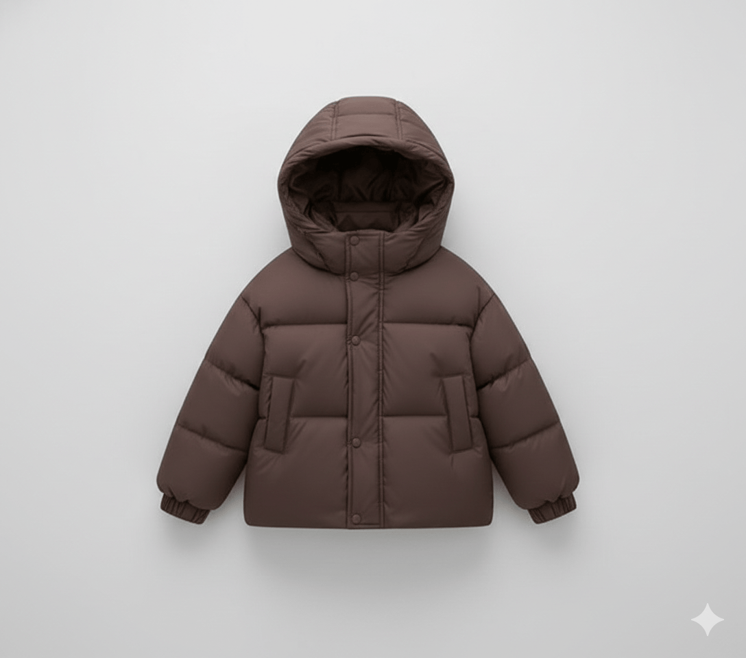 Chocolate Brown / 3T Unisex Hooded Lightweight Puffer Jacket