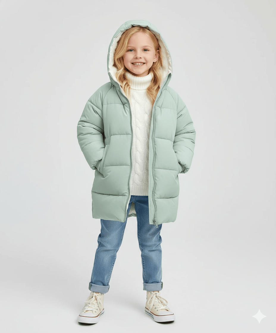 Unisex Hooded Longline Puffer Parka for Kids & Teens