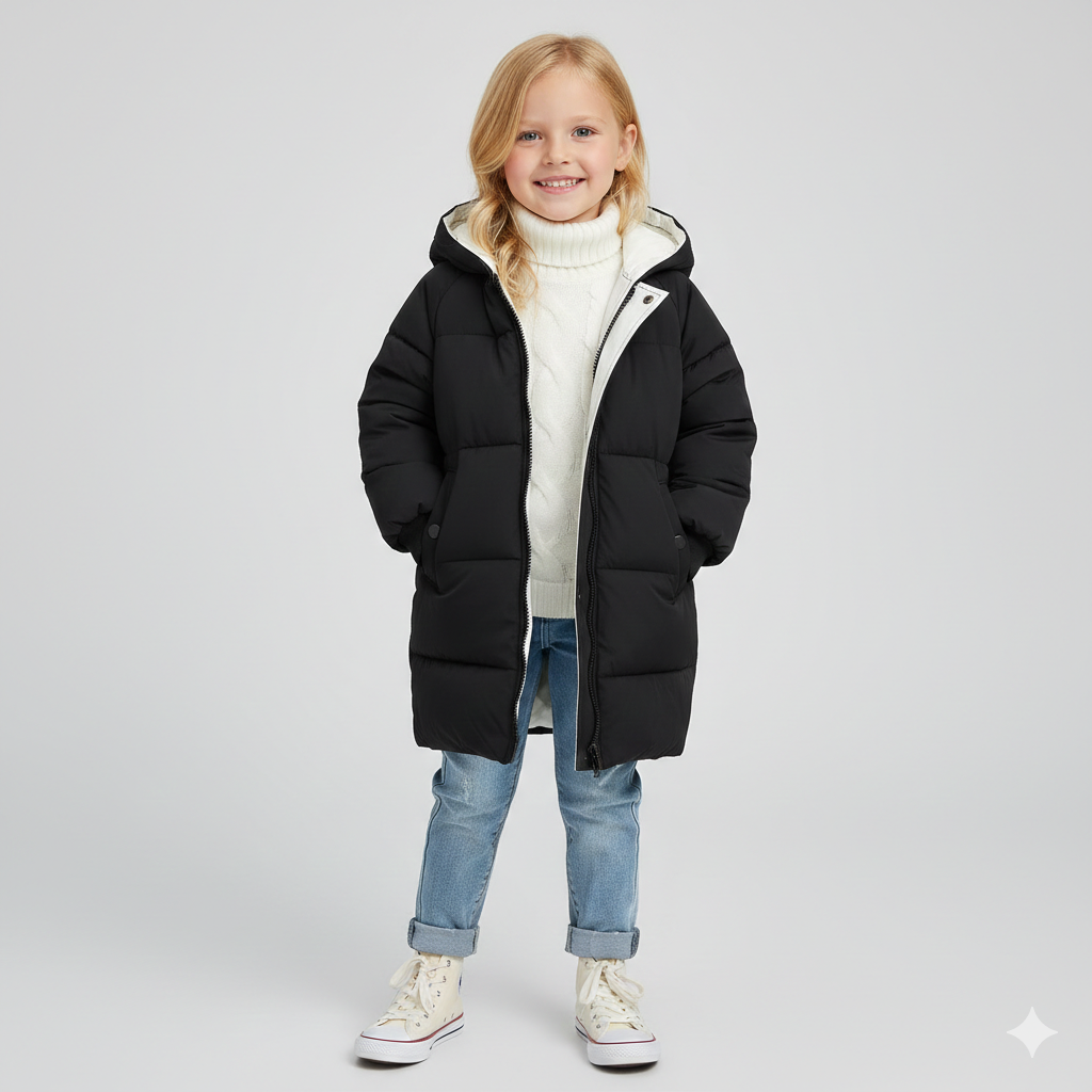 Unisex Hooded Longline Puffer Parka for Kids & Teens