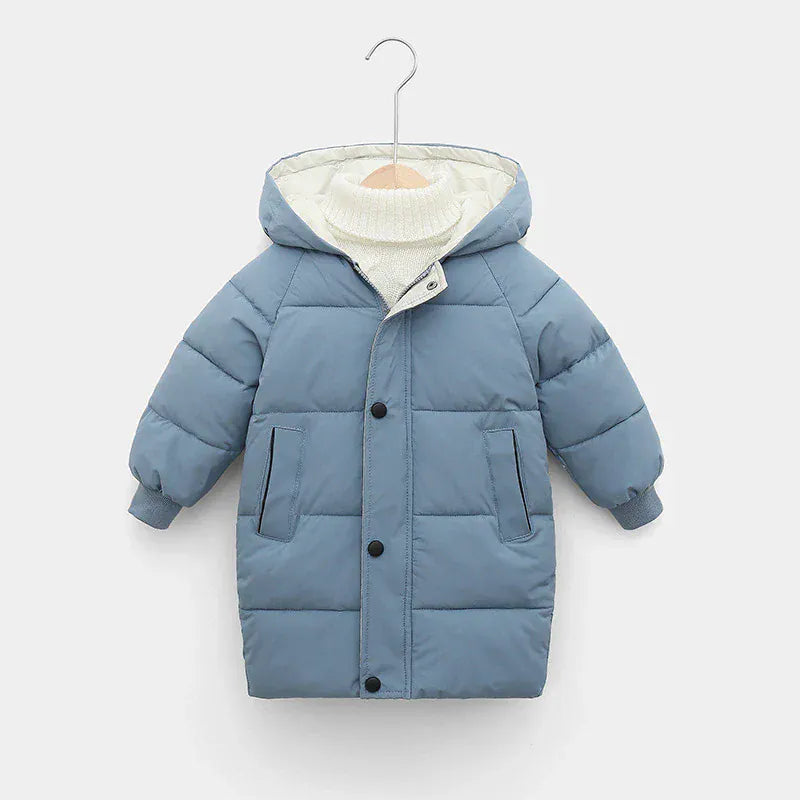Dusty Blue / 2-3T / China Mainland Unisex Hooded Longline Puffer Parka for Kids & Teens