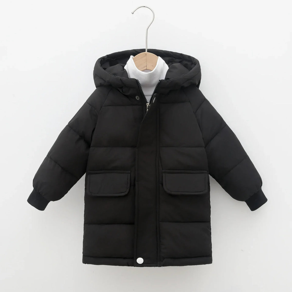Classic Black / 2-3T / China Mainland Unisex Hooded Longline Puffer Parka for Kids & Teens
