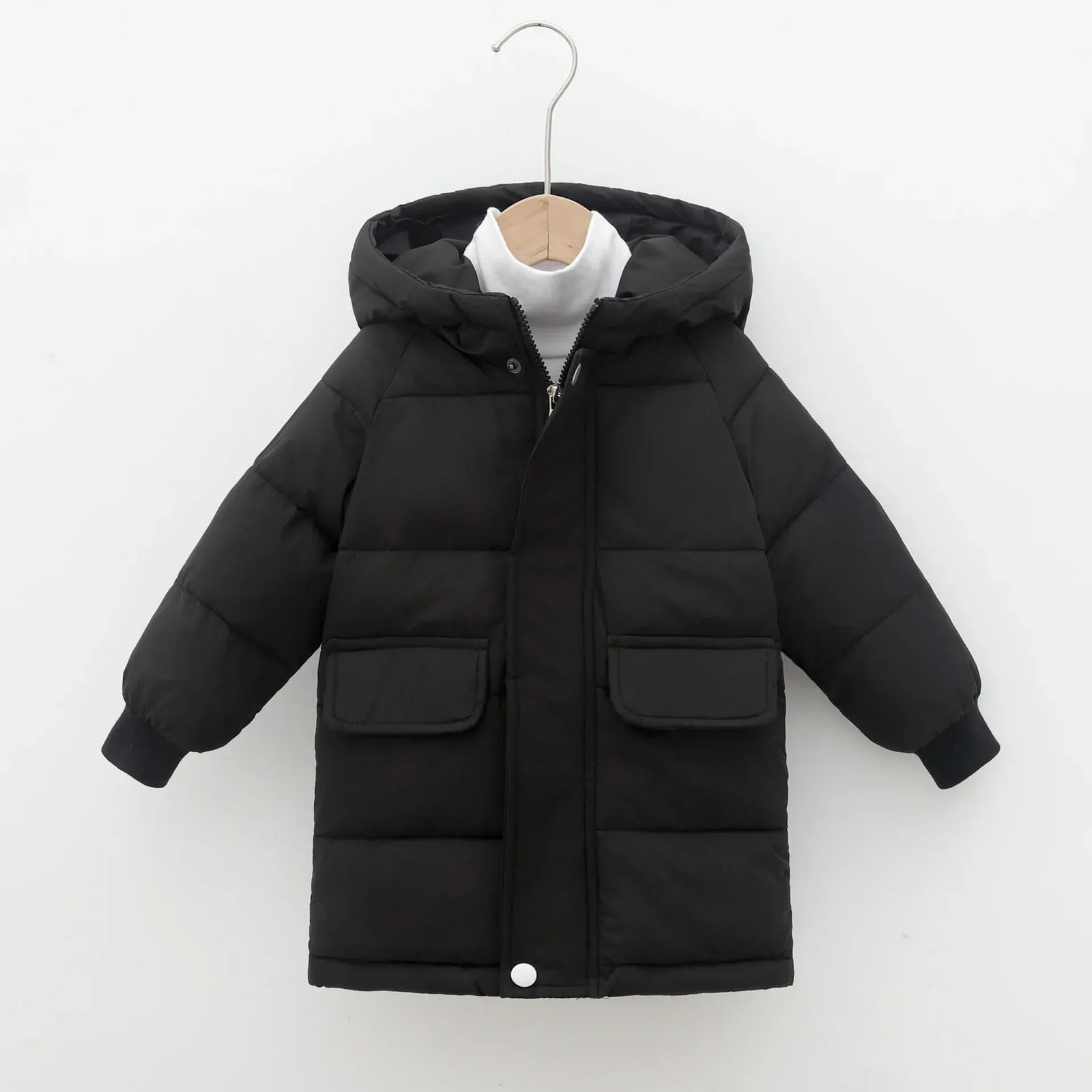 Classic Black / 2-3T / China Mainland Unisex Hooded Longline Puffer Parka for Kids & Teens