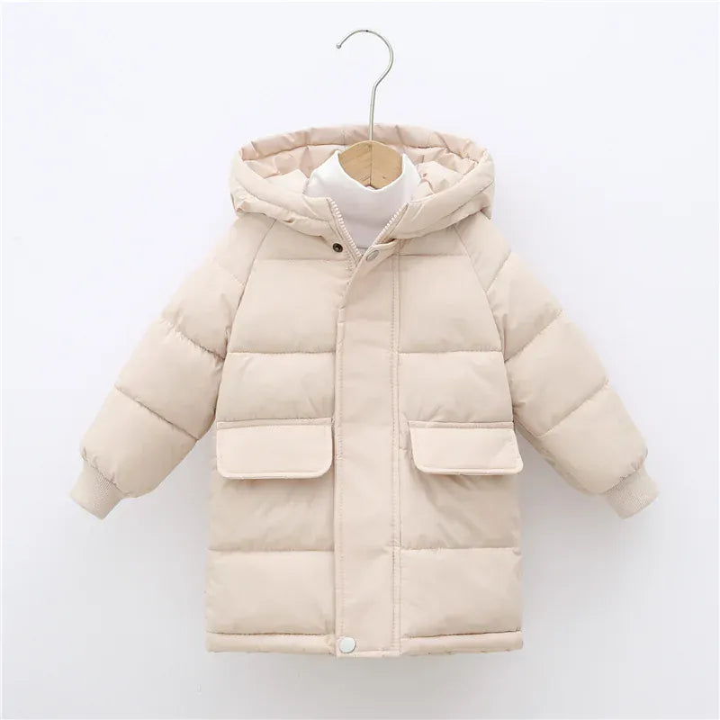 Warm Beige / 2-3T / China Mainland Unisex Hooded Longline Puffer Parka for Kids &amp; Teens