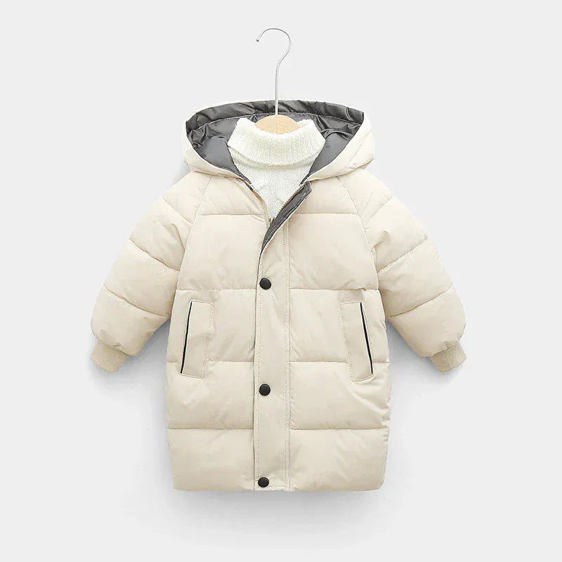 Ivory Cream / 2-3T / China Mainland Unisex Hooded Longline Puffer Parka for Kids & Teens