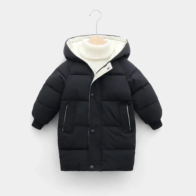 Black / Cream Hood / 2-3T / China Mainland Unisex Hooded Longline Puffer Parka for Kids & Teens