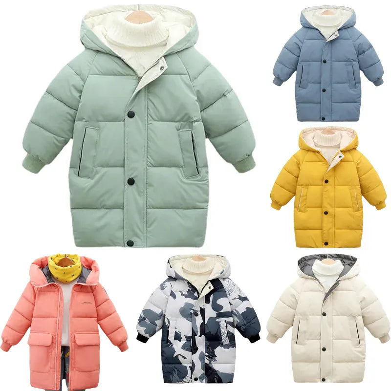 Unisex Hooded Longline Puffer Parka for Kids & Teens