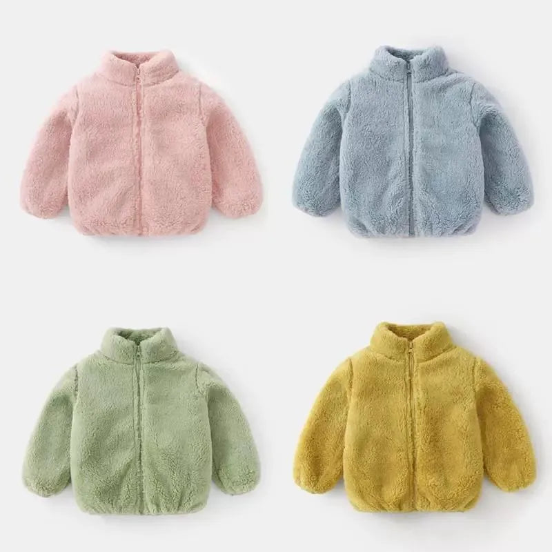 Unisex Solid Color Plush Fleece Jacket
