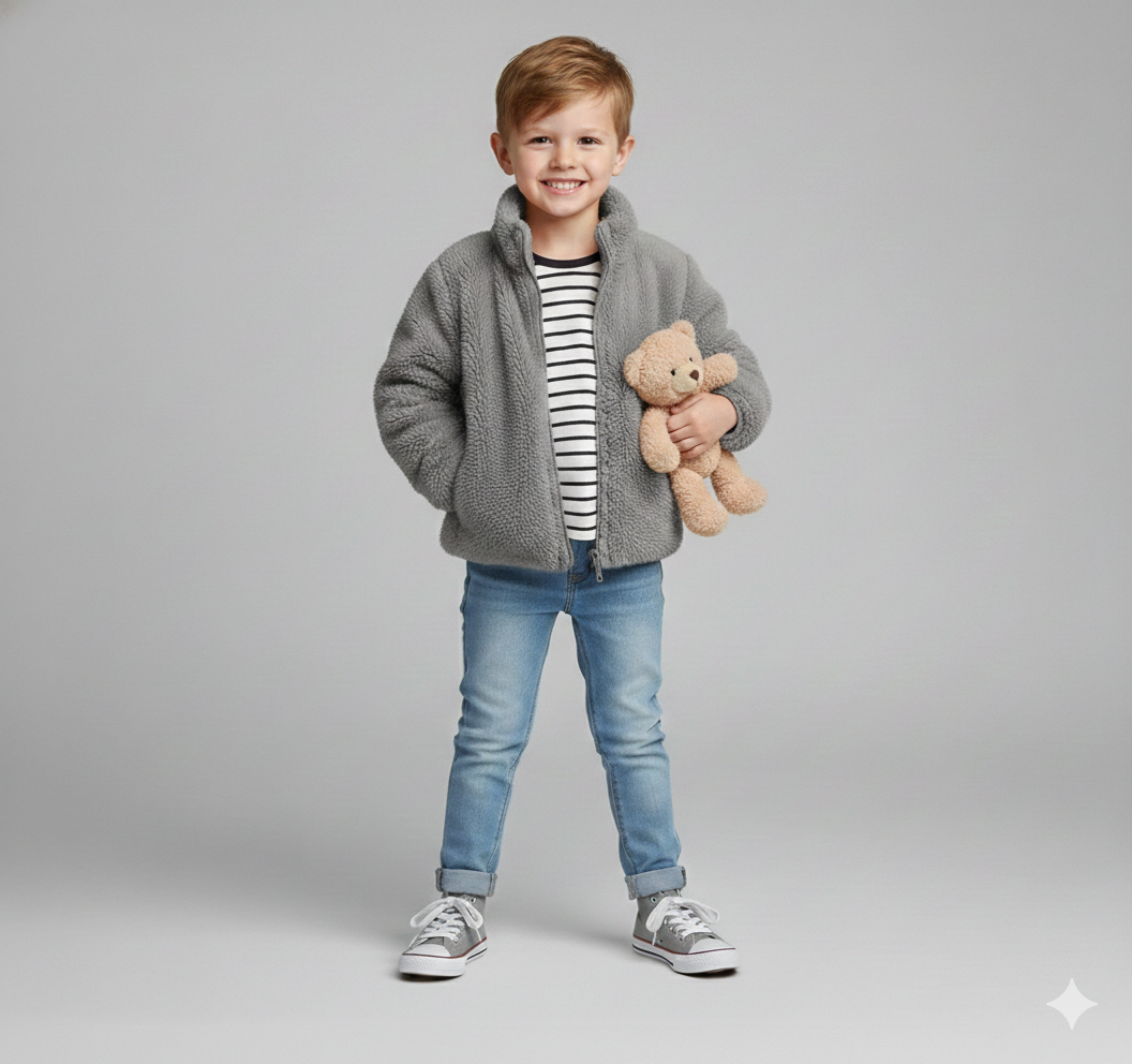 Unisex Solid Color Plush Fleece Jacket