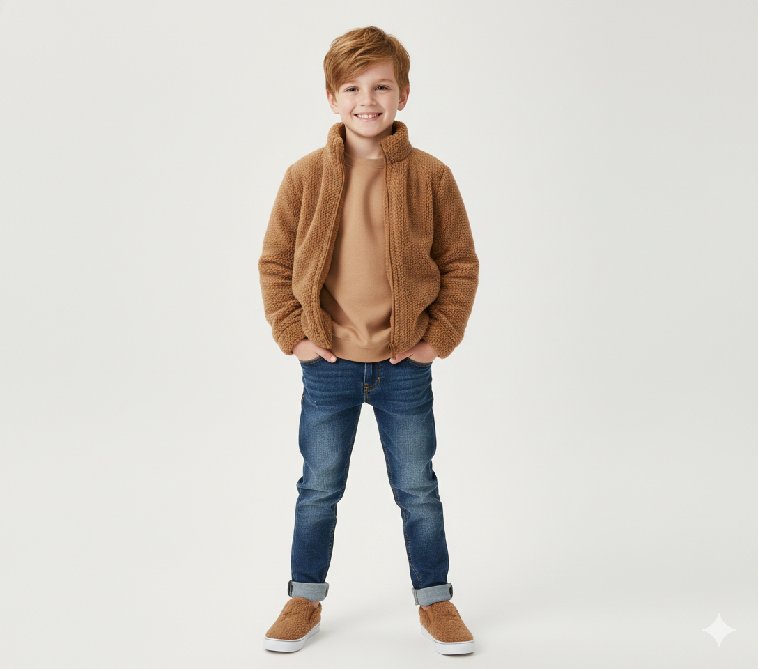 Unisex Solid Color Plush Fleece Jacket