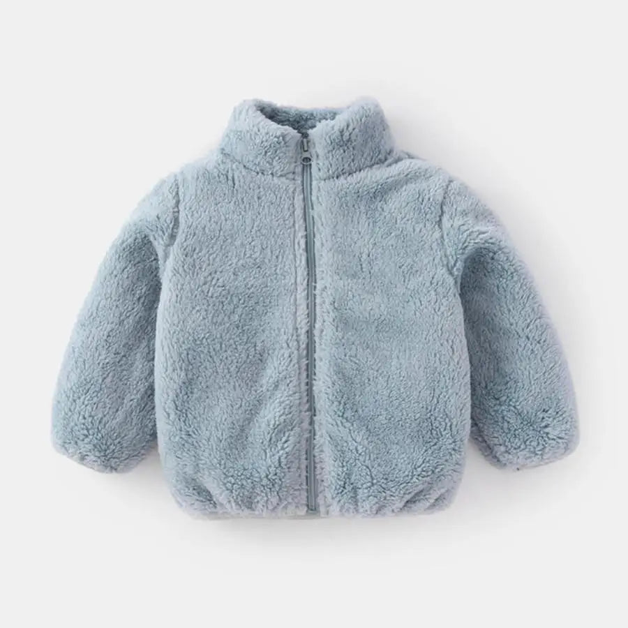 Powder Blue / 9M Unisex Solid Color Plush Fleece Jacket