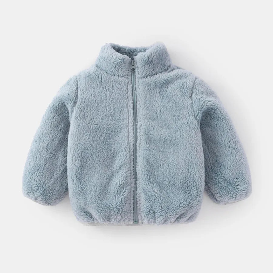 Unisex Solid Color Plush Fleece Jacket