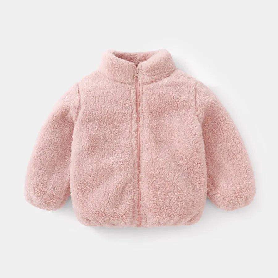 Unisex Solid Color Plush Fleece Jacket