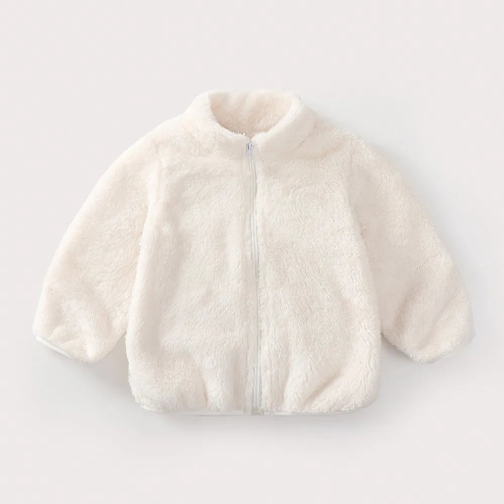 Unisex Solid Color Plush Fleece Jacket