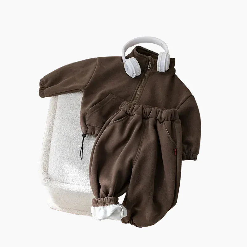 Coffee / 12-18M Unisex Ultra-Soft Fleece Sweatsuit Set