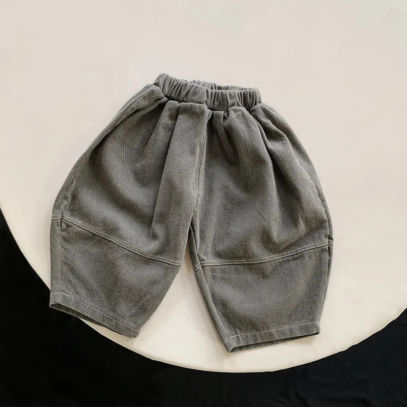 Gray / 9-12M Unisex Wide-Leg Harem Pants for Kids