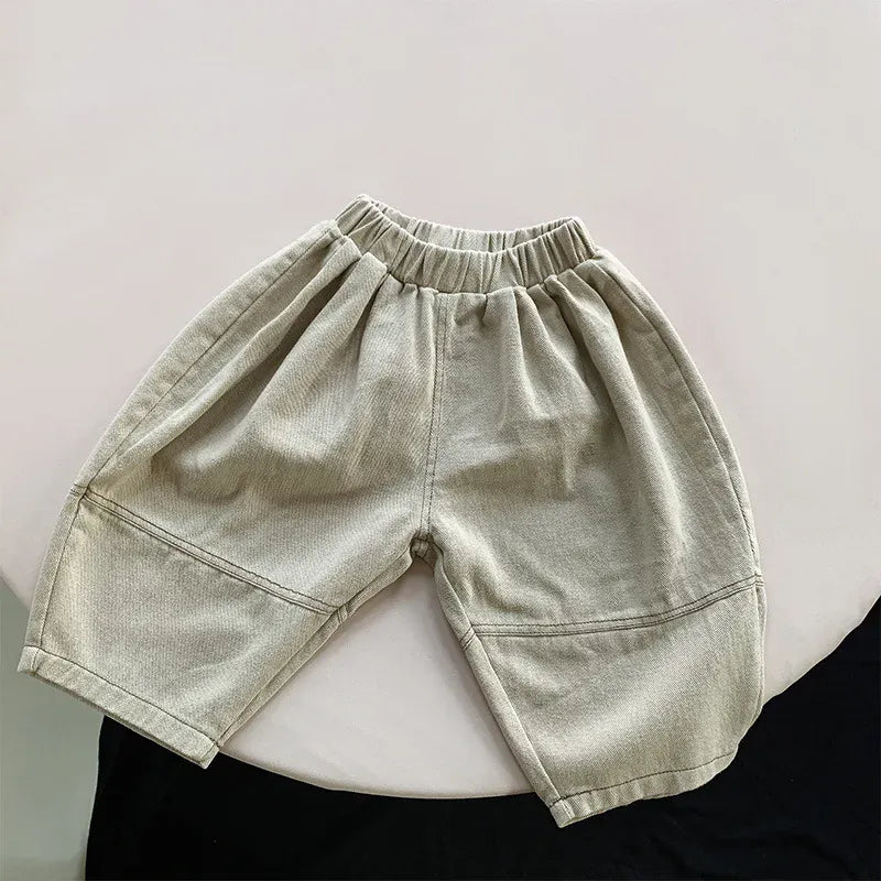 Apricot / 9-12M Unisex Wide-Leg Harem Pants for Kids