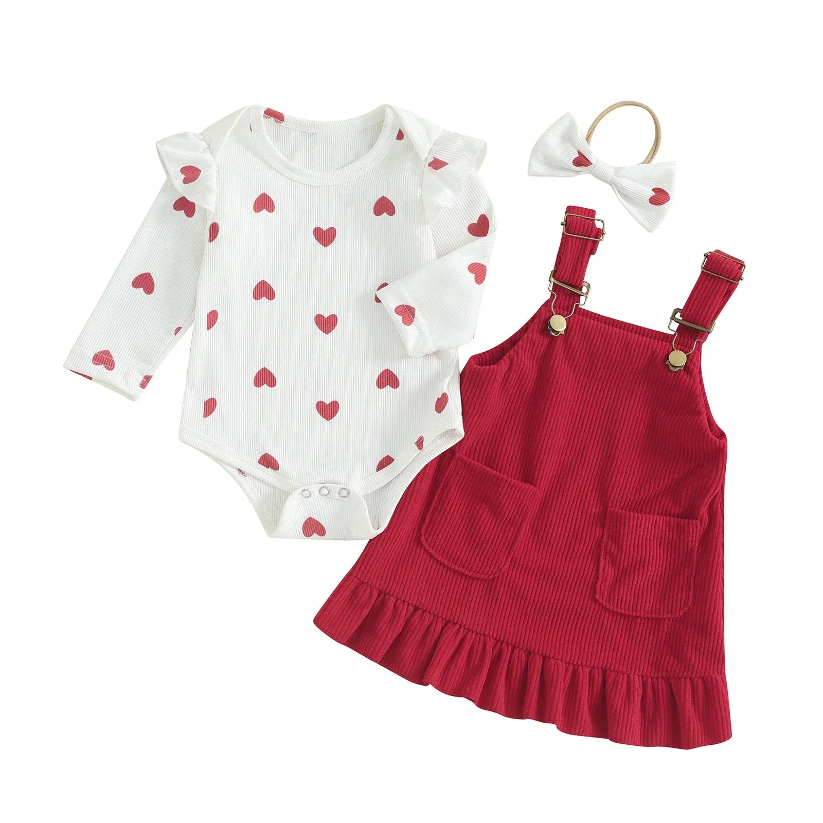 Red / 3-6M Valentine's Day Baby Girls Outfit