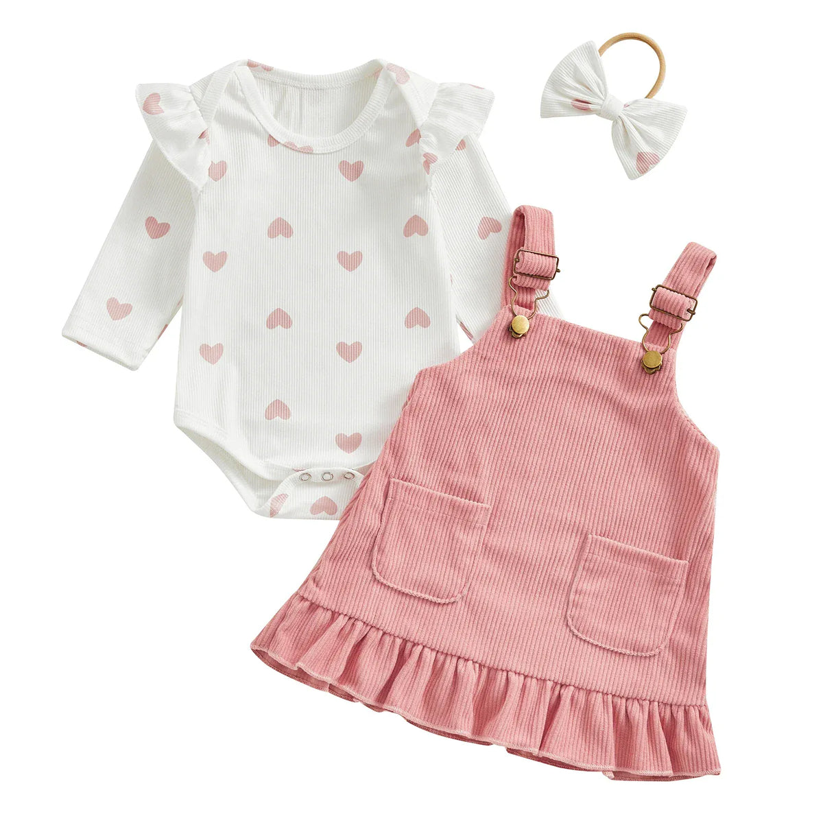 Pink / 3-6M Valentine's Day Baby Girls Outfit
