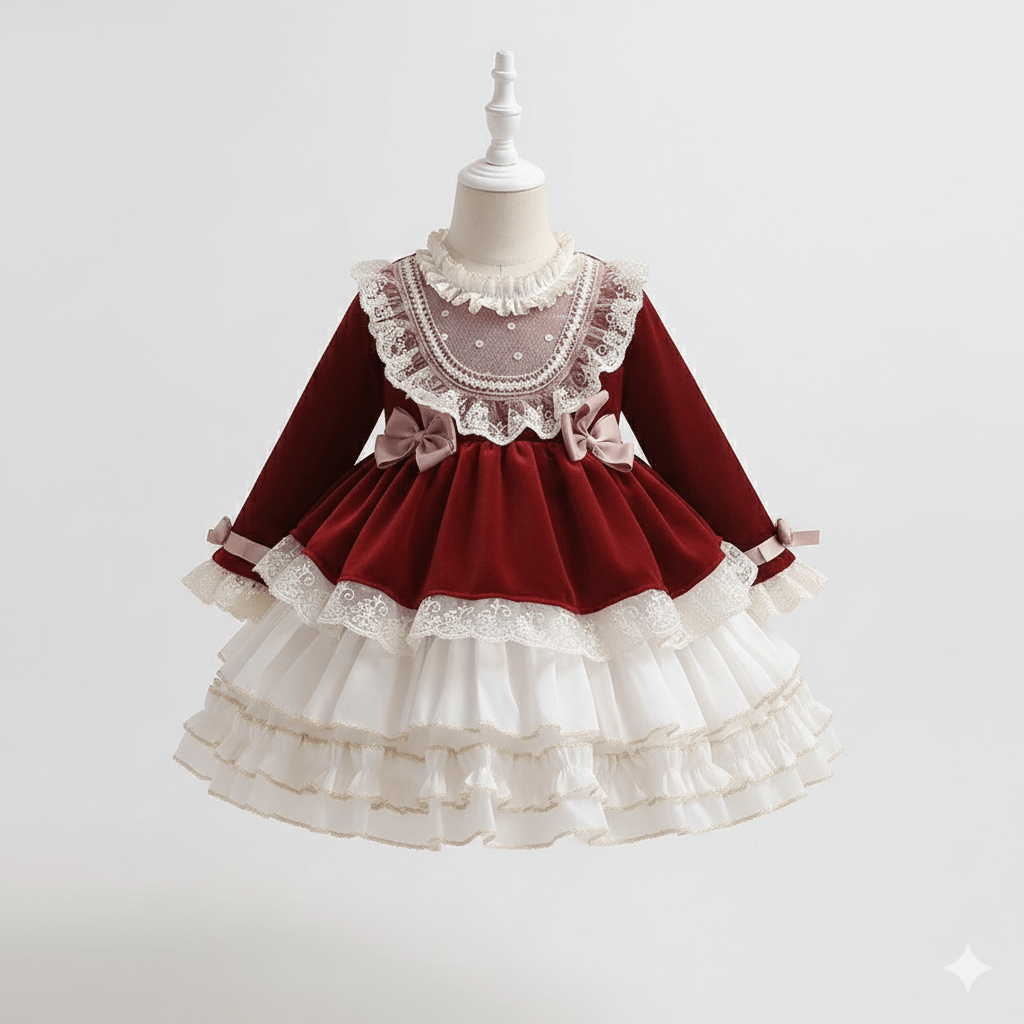 Vintage Red / 12M Velvet & Lace Lolita Princess Dress