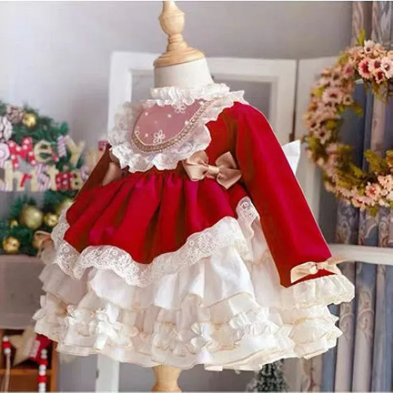Classic Red / 12M Velvet & Lace Lolita Princess Dress