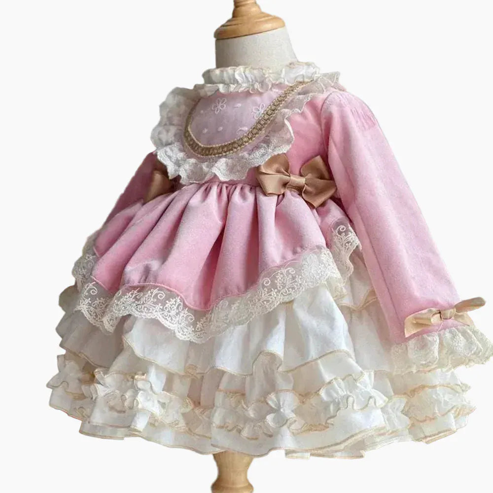 Blush Pink / 12M Velvet & Lace Lolita Princess Dress
