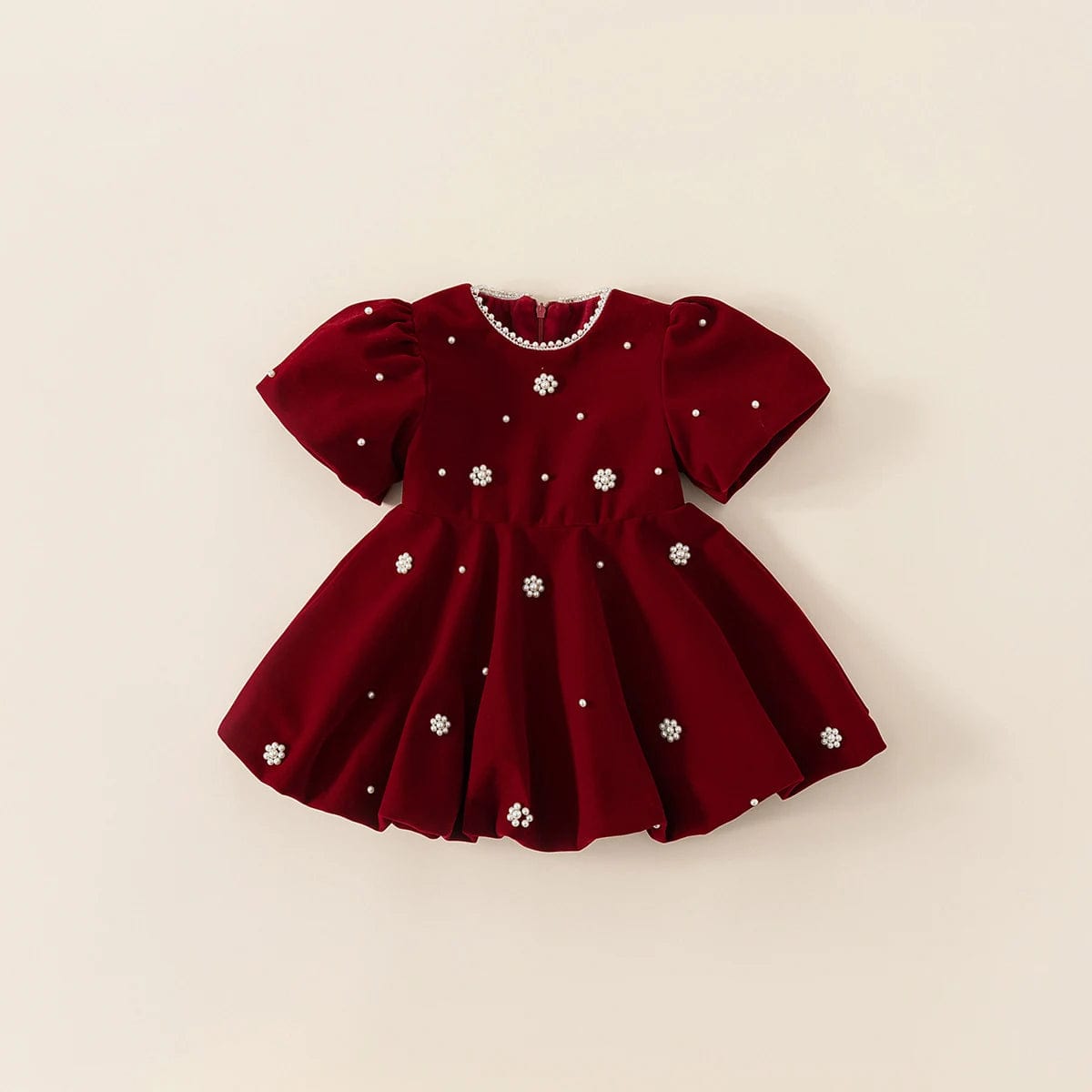 Girl's Clothing Red / 12M Velvet Red Puff Sleeve Party Dress